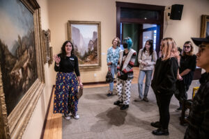 group of high school students on art tour